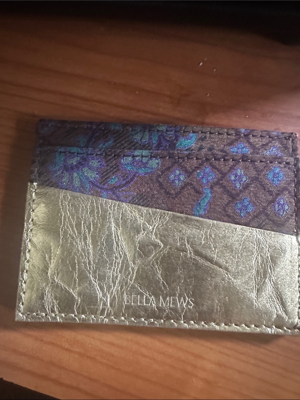 Bella Mews Gold and Teal Floral Cardholder